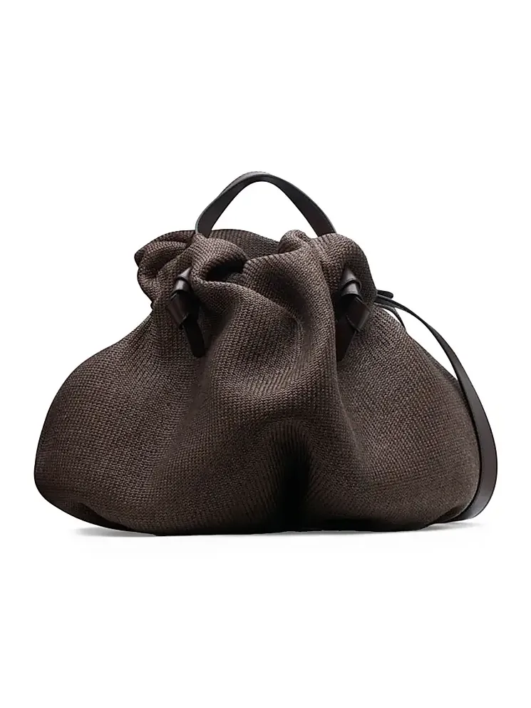 Women's Taurus Dumpling Raffia-Leather Tote Bag Women's Taurus Dumpling Raffia-Leather Tote Bag