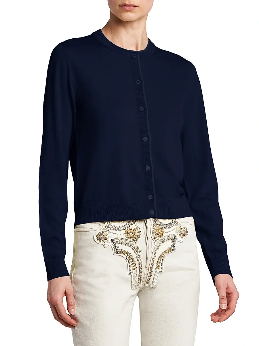 Versace Women's La Vacanza Classic Wool Cardigan | Thumbnail 4 Versace Women's La Vacanza Classic Wool Cardigan | Thumbnail 4