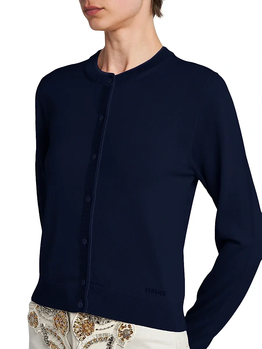 Versace Women's La Vacanza Classic Wool Cardigan | Thumbnail 6 Versace Women's La Vacanza Classic Wool Cardigan | Thumbnail 6