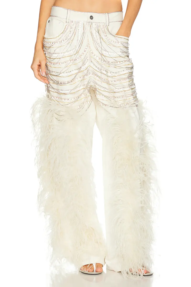 Lapointe Cotton Twill Embroidered Straight Leg Pant | Image 1 Lapointe Cotton Twill Embroidered Straight Leg Pant | Image 1