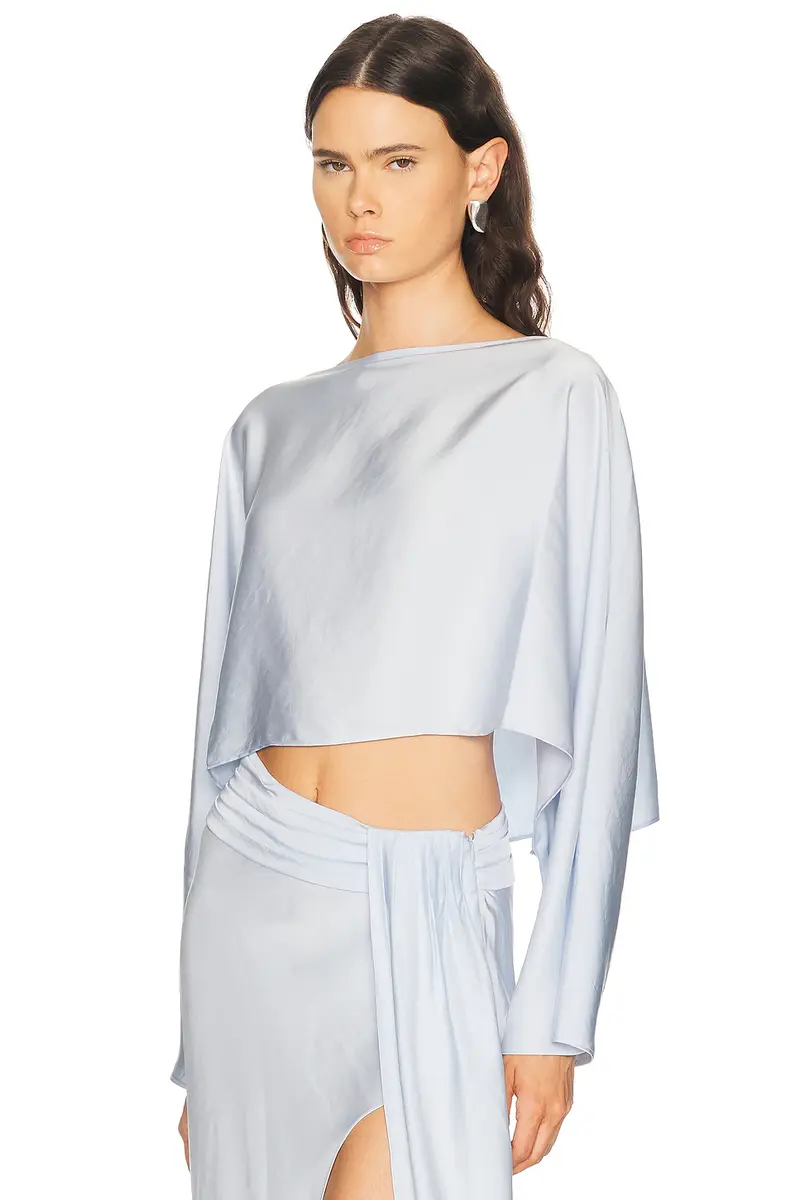 Lapointe Lightweight Satin Boat Neck Caftan Top | Thumbnail 2 Lapointe Lightweight Satin Boat Neck Caftan Top | Thumbnail 2