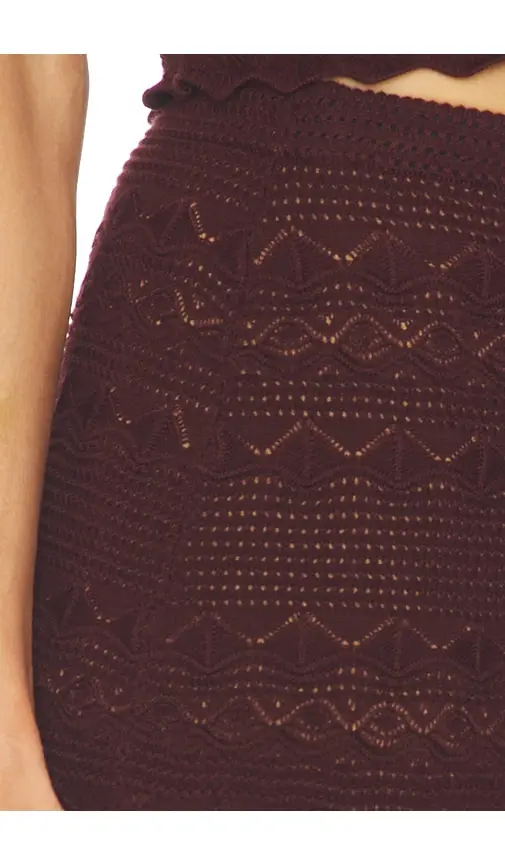 Self-Portrait Brown Pointelle Knit Mini Skirt | Thumbnail 6 Self-Portrait Brown Pointelle Knit Mini Skirt | Thumbnail 6