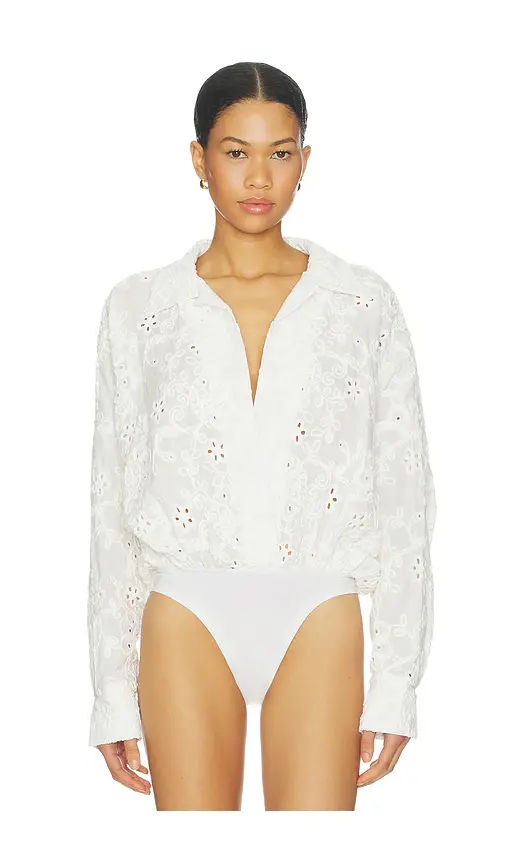 Norma Kamali Super Oversized Boyfriend Shirt Bodysuit | Thumbnail 2 Norma Kamali Super Oversized Boyfriend Shirt Bodysuit | Thumbnail 2