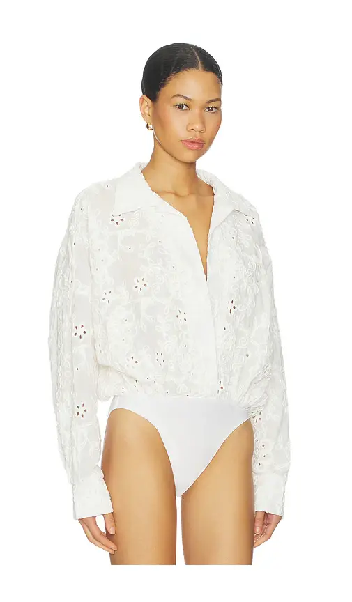 Norma Kamali Super Oversized Boyfriend Shirt Bodysuit | Thumbnail 3 Norma Kamali Super Oversized Boyfriend Shirt Bodysuit | Thumbnail 3