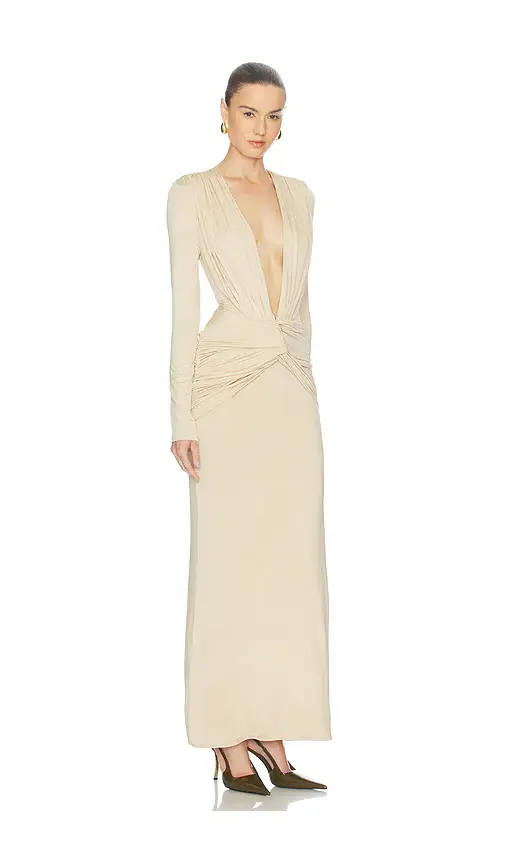Shona Joy Miro Long Sleeve Plunged Maxi Dress | Thumbnail 2