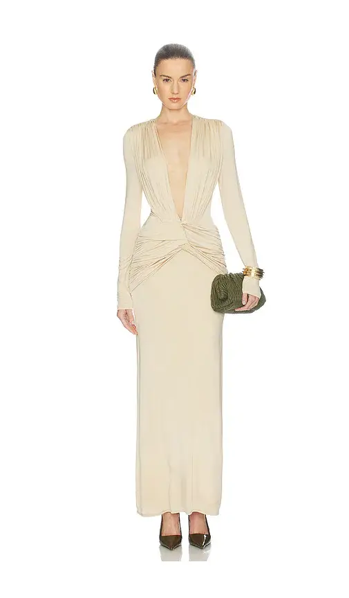 Shona Joy Miro Long Sleeve Plunged Maxi Dress | Image 1 Shona Joy Miro Long Sleeve Plunged Maxi Dress | Image 1