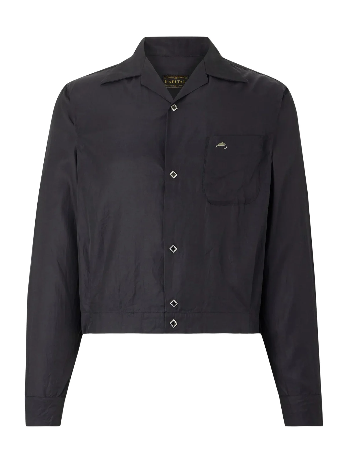 Drizzler Camp-Collar Embroidered-Detail Satin Jacket - Men Drizzler Camp-Collar Embroidered-Detail Satin Jacket - Men
