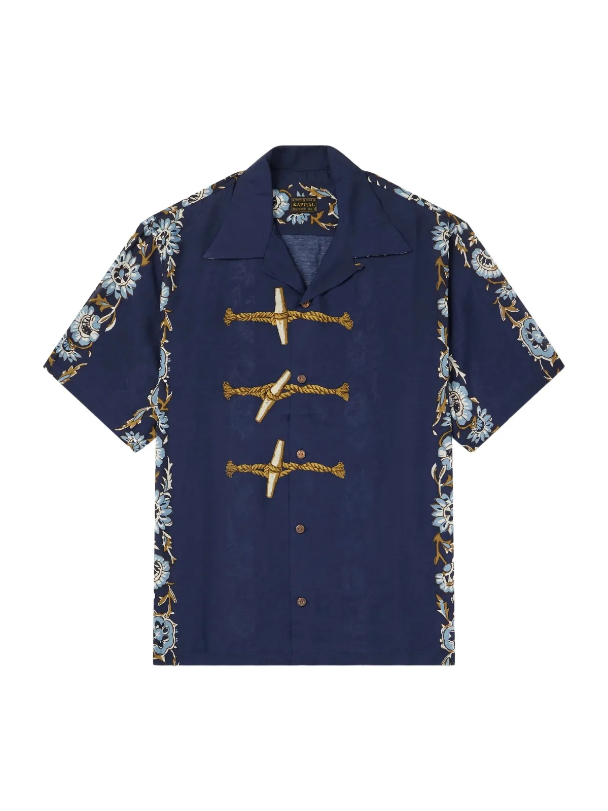 KAPITAL Toggle & Maille Convertible-Collar Printed Woven Shirt - Men