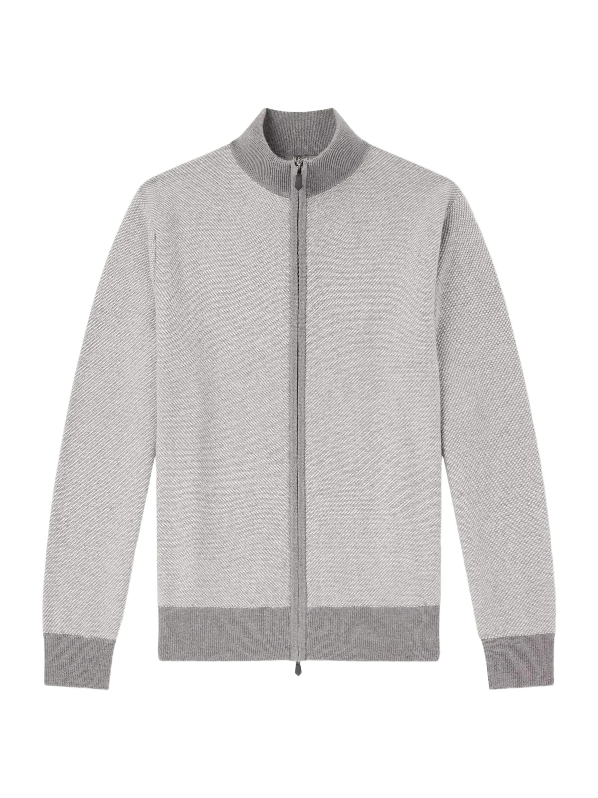 Birdseye Textured Organic Cashmere Zip-Up Cardigan - Men