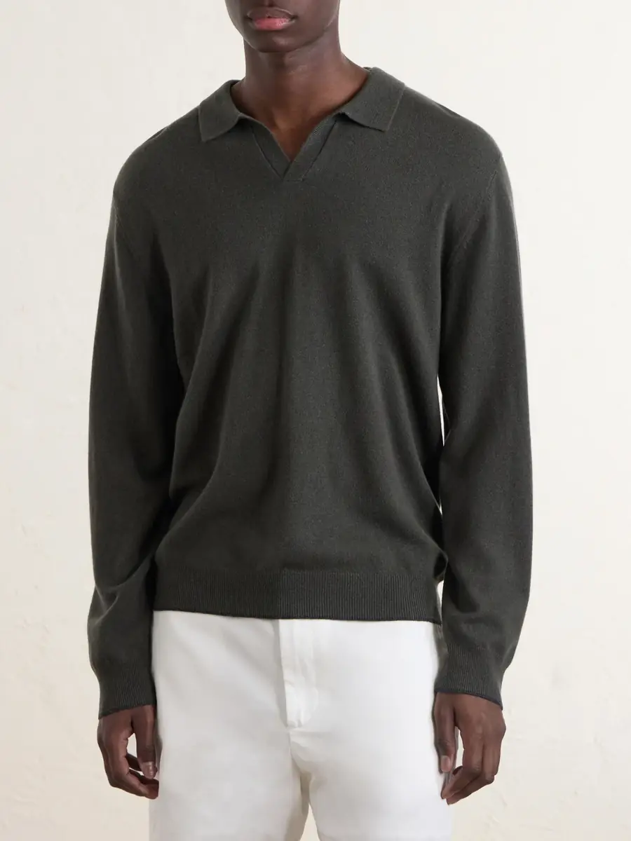 N.Peal Sloane Organic Cashmere Polo Shirt - Men | Thumbnail 3