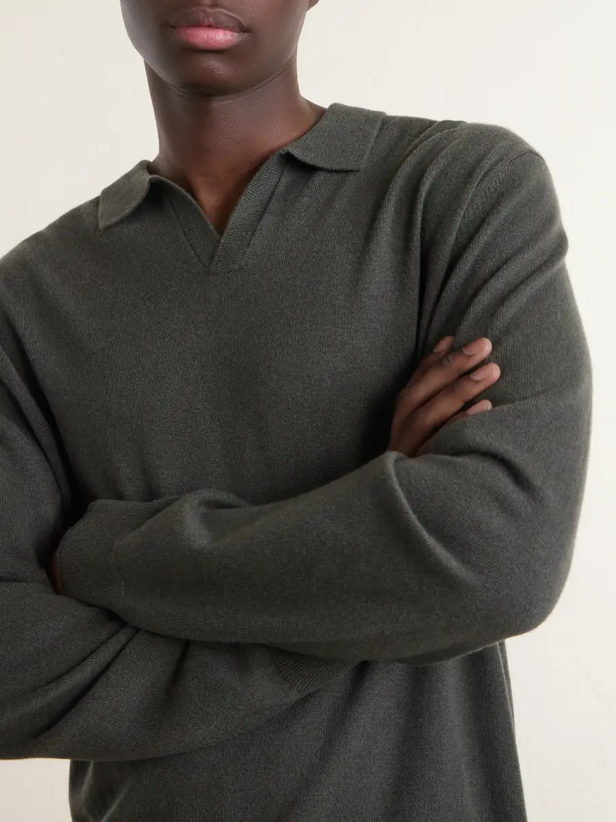 N.Peal Sloane Organic Cashmere Polo Shirt - Men | Thumbnail 5