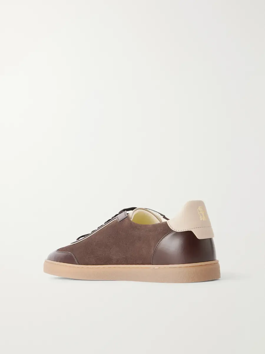 Brunello Cucinelli Coda Di Rondine Leather-Trimmed Waxed-Suede Sneakers - Men | Thumbnail 4