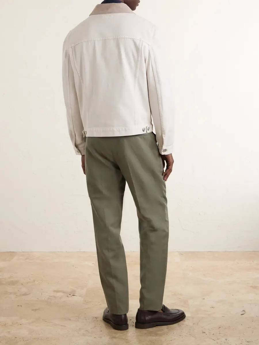 Brunello Cucinelli Suede-Trimmed Denim Jacket - Men | Thumbnail 4