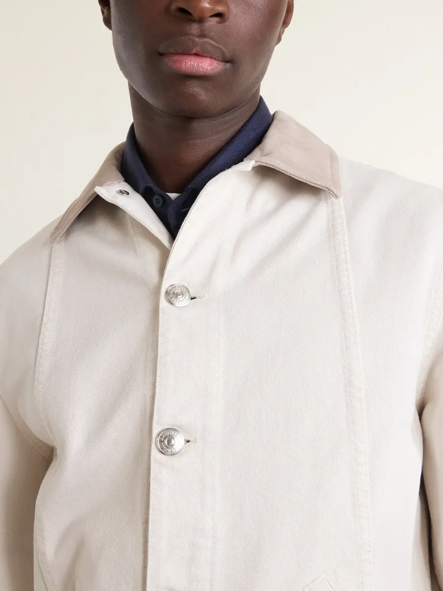 Brunello Cucinelli Suede-Trimmed Denim Jacket - Men | Thumbnail 5
