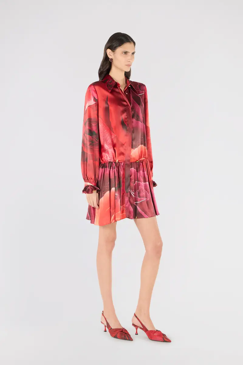 Roberto Cavalli Mini Shirt Dress With Rose Print | Thumbnail 2 Roberto Cavalli Mini Shirt Dress With Rose Print | Thumbnail 2