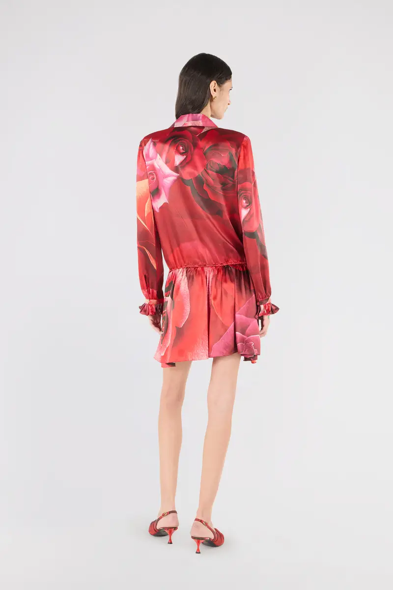 Roberto Cavalli Mini Shirt Dress With Rose Print | Thumbnail 3 Roberto Cavalli Mini Shirt Dress With Rose Print | Thumbnail 3