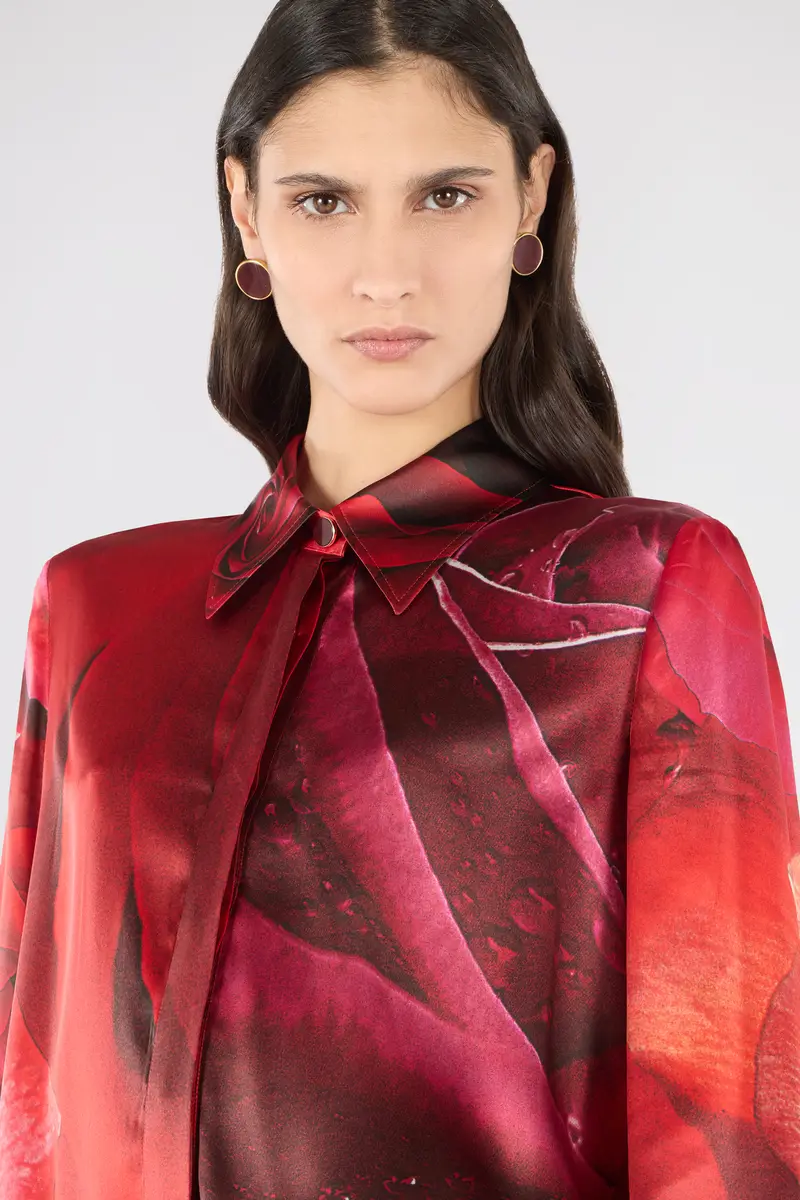 Roberto Cavalli Mini Shirt Dress With Rose Print | Thumbnail 6 Roberto Cavalli Mini Shirt Dress With Rose Print | Thumbnail 6