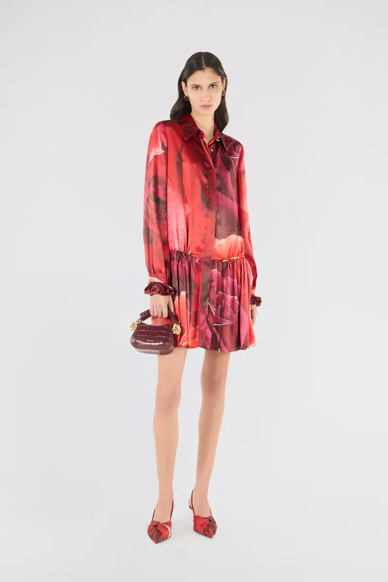 Roberto Cavalli Mini Shirt Dress With Rose Print | Thumbnail 7 Roberto Cavalli Mini Shirt Dress With Rose Print | Thumbnail 7