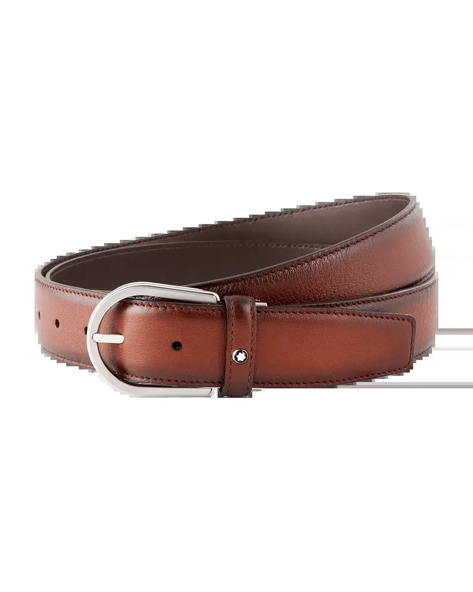 Montblanc Men's Leather Horseshoe-Buckle Business Belt | Thumbnail 2 Montblanc Men's Leather Horseshoe-Buckle Business Belt | Thumbnail 2