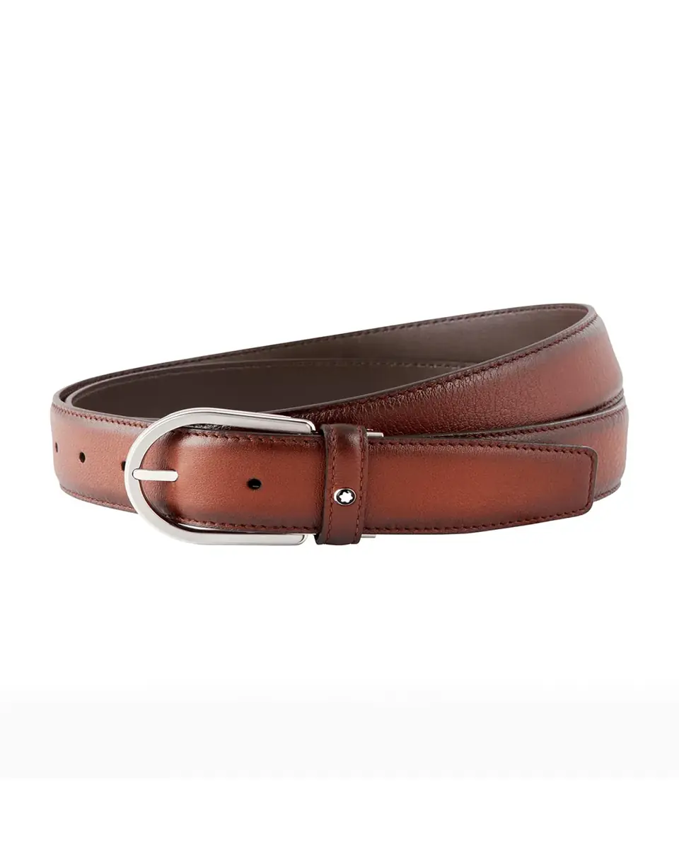 Montblanc Men's Leather Horseshoe-Buckle Business Belt | Thumbnail 3 Montblanc Men's Leather Horseshoe-Buckle Business Belt | Thumbnail 3