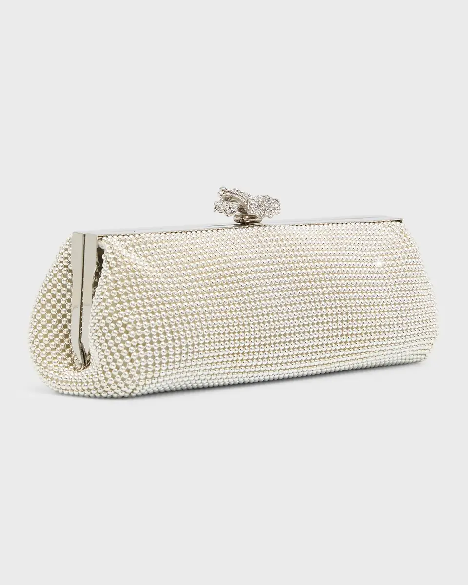WHITING & DAVIS Flower Crystal-Embellished Clutch Bag | Thumbnail 5