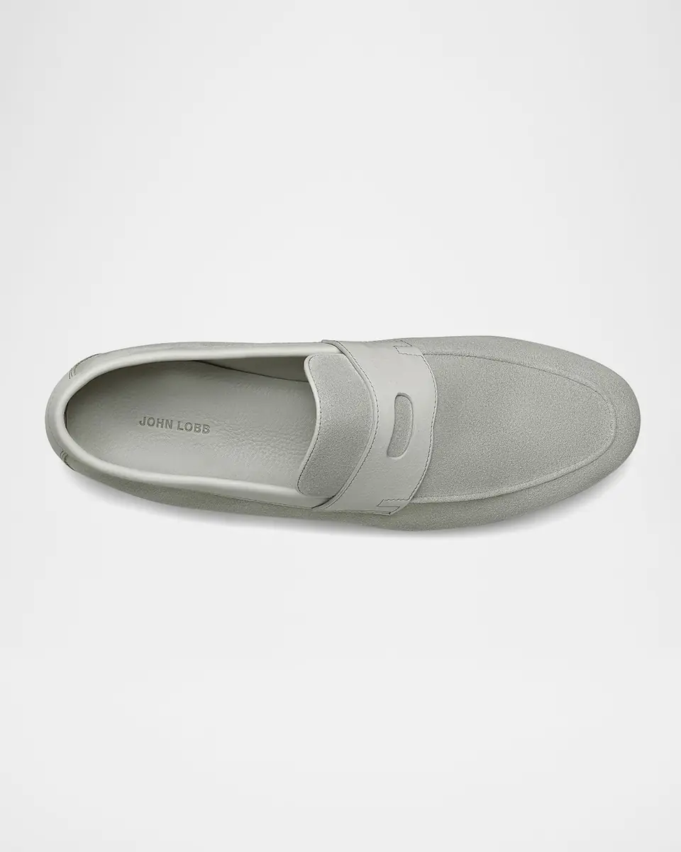 John Lobb Men's Soft Suede Penny Loafers | Thumbnail 3