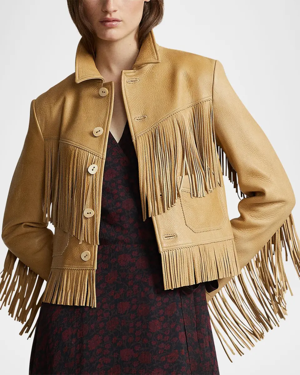 Polo Ralph Lauren Fringe Waxed Leather Jacket | Thumbnail 3