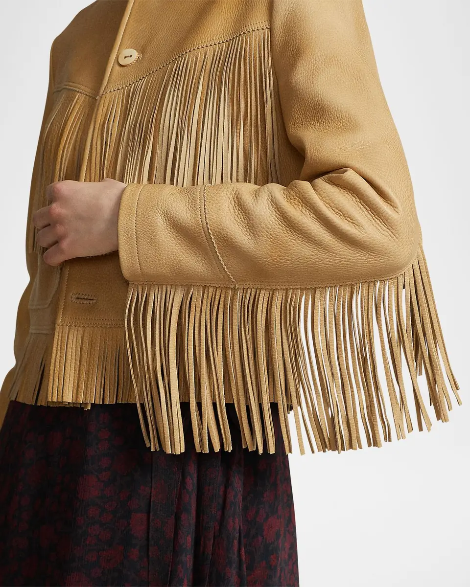 Polo Ralph Lauren Fringe Waxed Leather Jacket | Thumbnail 6