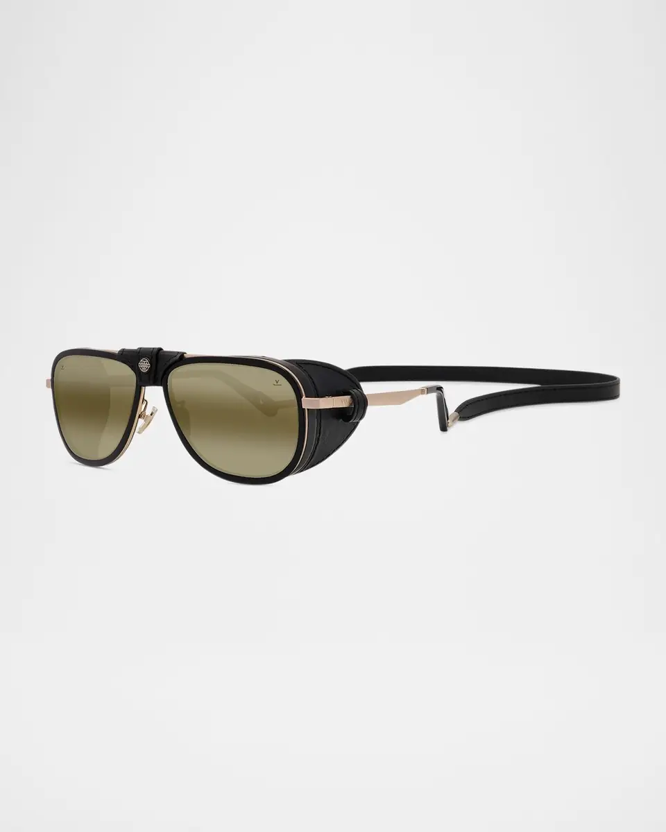 Vuarnet Men's Glacier 03 Titanium Aviator Sunglasses with Side Shields and Cord | Thumbnail 4 Vuarnet Men's Glacier 03 Titanium Aviator Sunglasses with Side Shields and Cord | Thumbnail 4