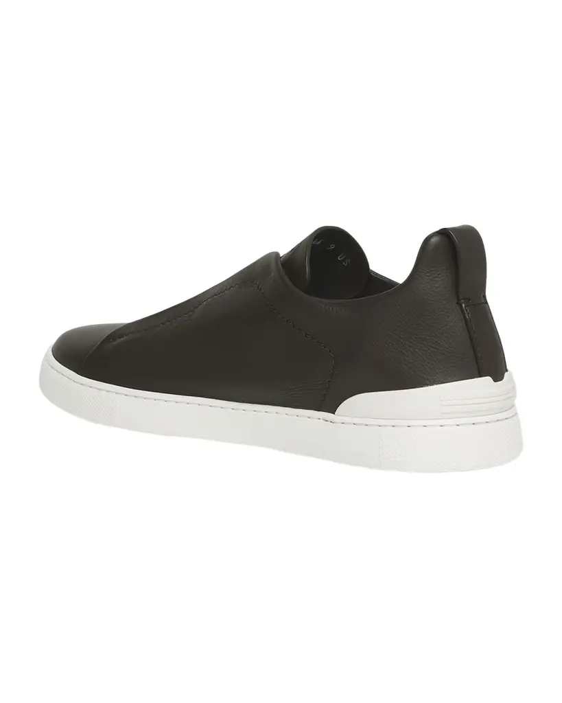 Zegna Men's Triple Stitch Deerskin Leather Slip-On Sneakers