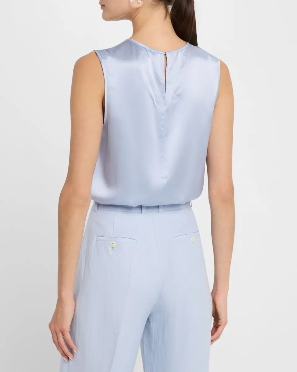 Argent Crewneck Shiny Silk Charmeuse Tank | Thumbnail 2 Argent Crewneck Shiny Silk Charmeuse Tank | Thumbnail 2