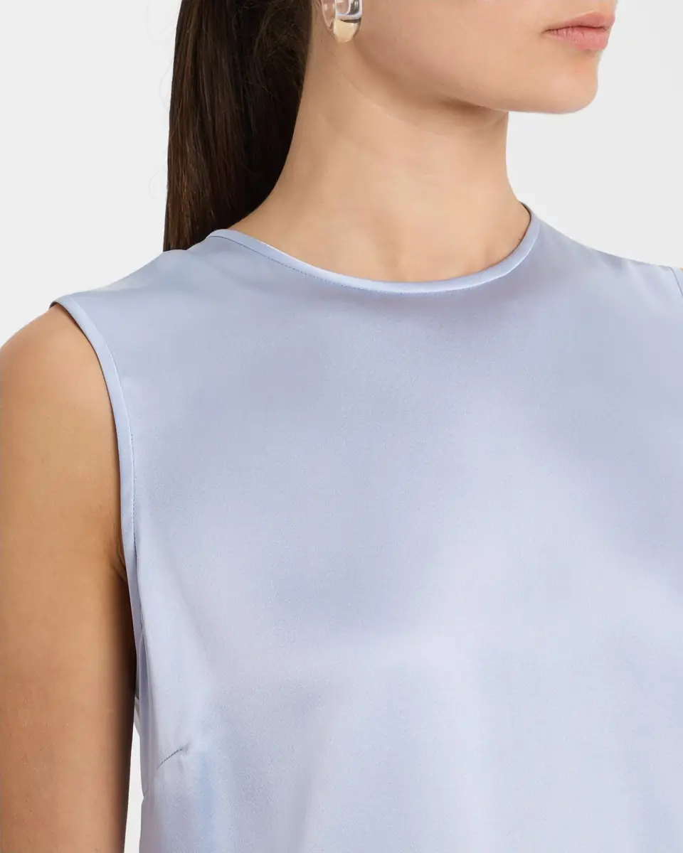 Argent Crewneck Shiny Silk Charmeuse Tank | Thumbnail 4 Argent Crewneck Shiny Silk Charmeuse Tank | Thumbnail 4