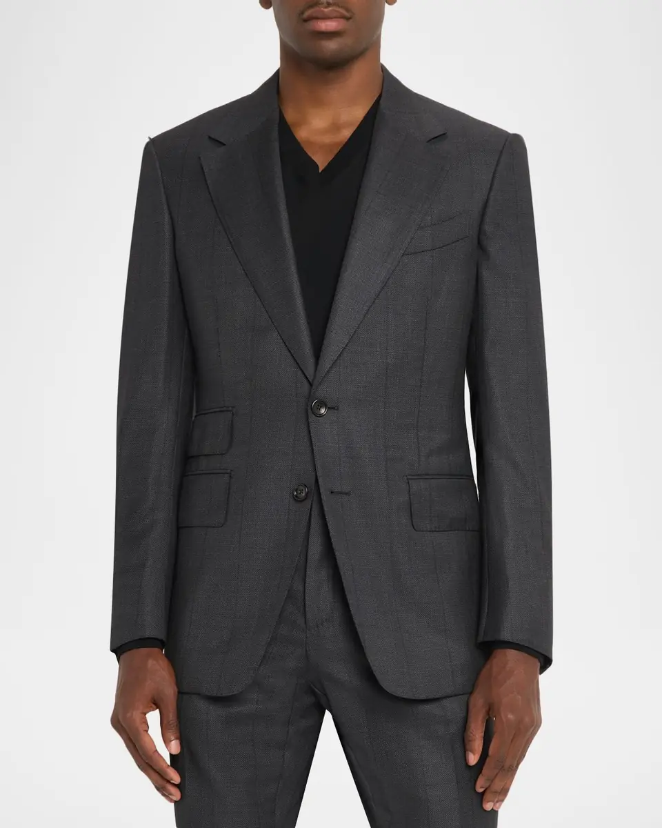 Tom Ford Men's Shelton Shadow Windowpane Single-Breasted Suit | Thumbnail 3 Tom Ford Men's Shelton Shadow Windowpane Single-Breasted Suit | Thumbnail 3