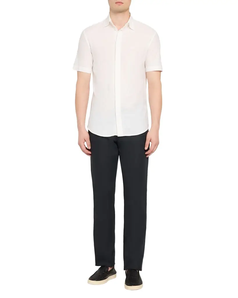 Men's Cotton Concealed Placket Short-Sleeve Shirt