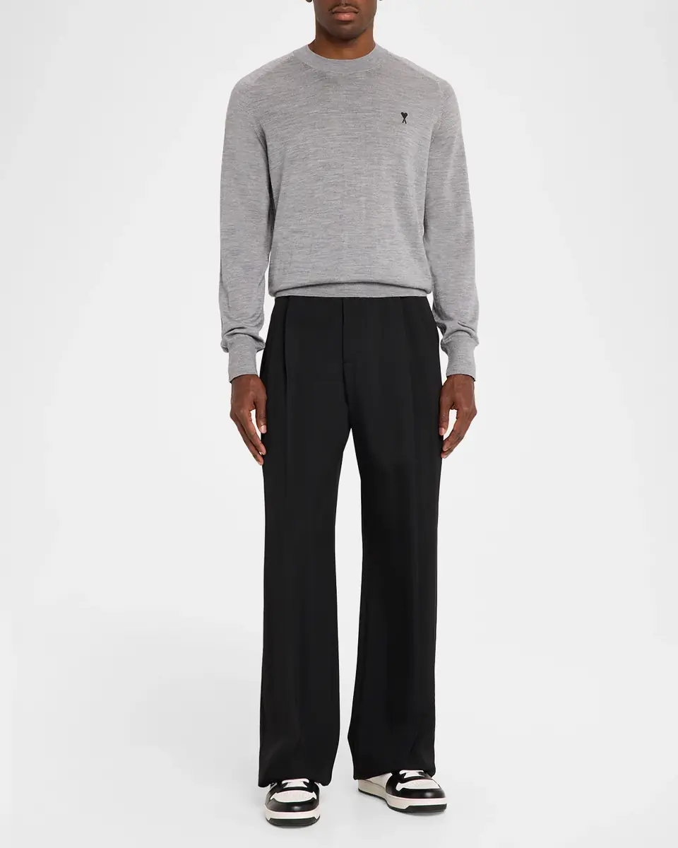 AMI PARIS Men's Wool Ami de Coeur Crewneck Sweater | Thumbnail 2