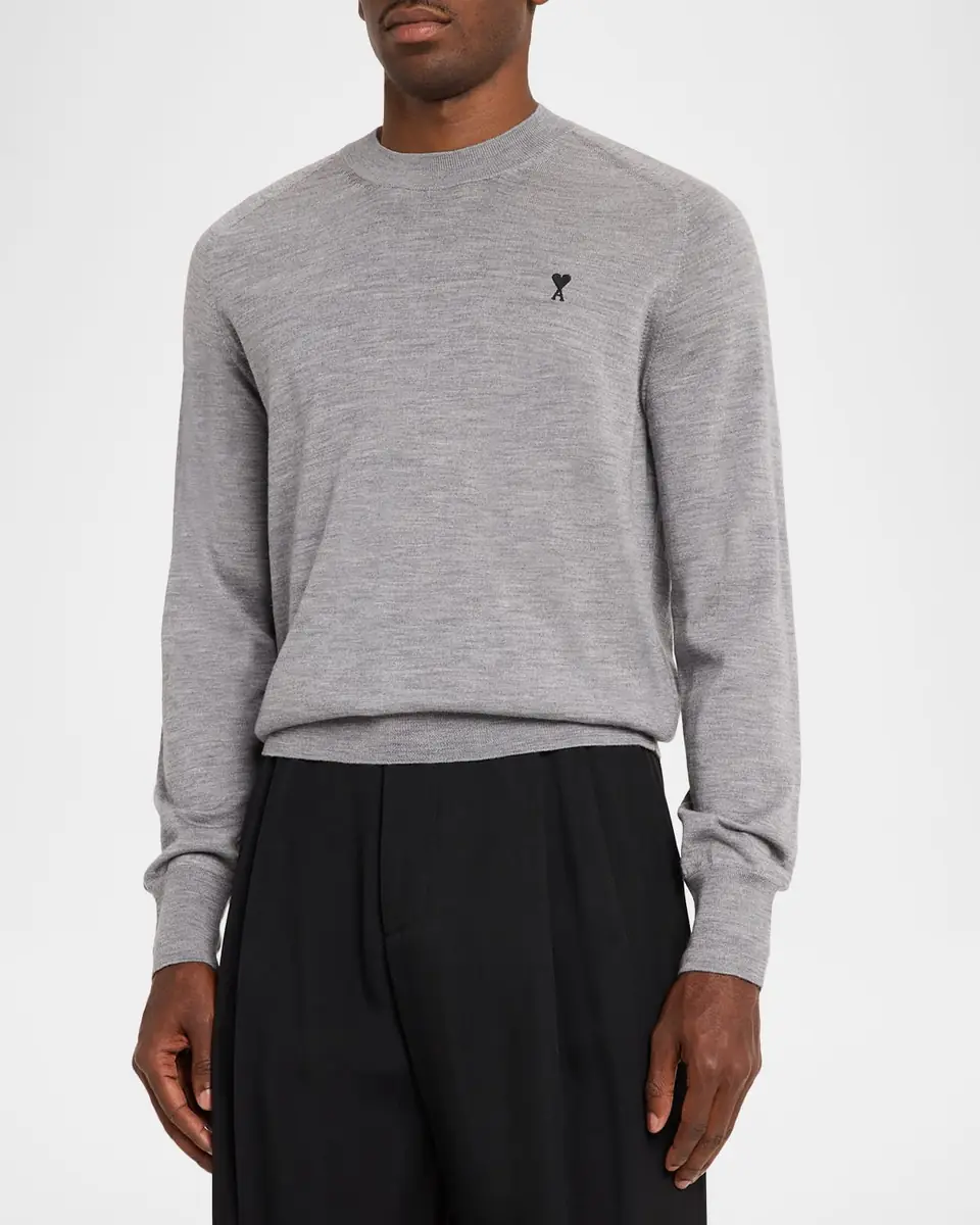 AMI PARIS Men's Wool Ami de Coeur Crewneck Sweater | Thumbnail 4