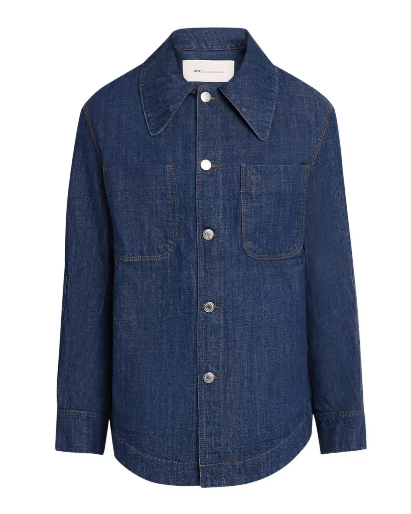 Ami Paris Men 's Embossed Ami De Coeur Denim Overshirt | Image 1 Ami Paris Men 's Embossed Ami De Coeur Denim Overshirt | Image 1