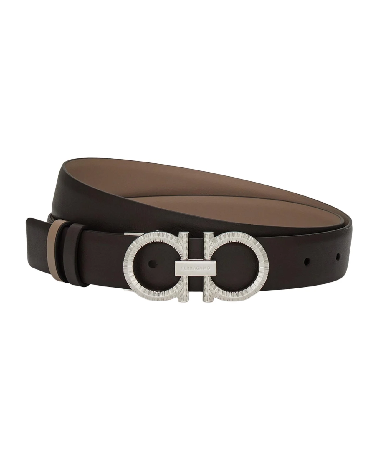 Reversible Leather Hammered Gancini Belt