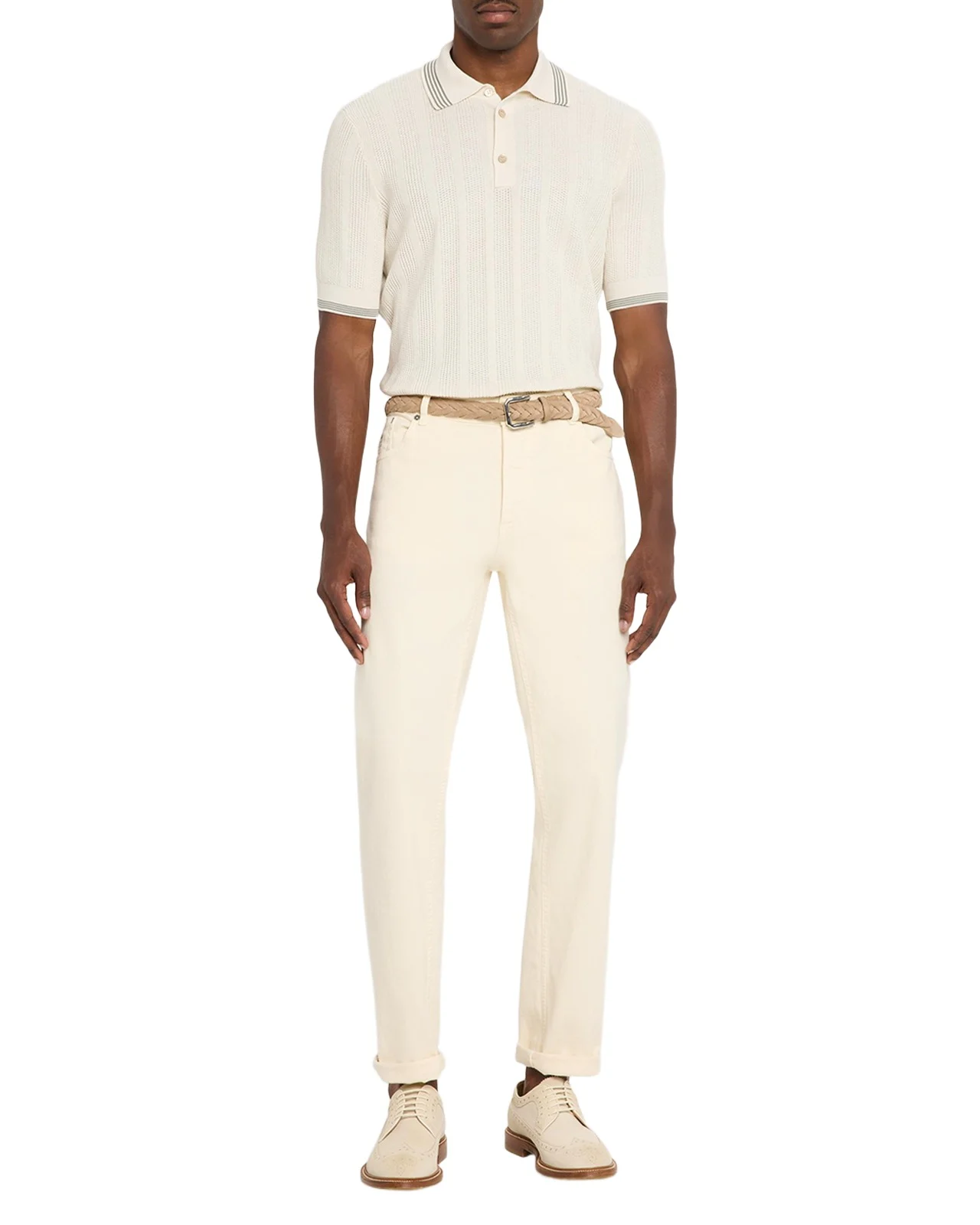 Men's Cotton Textured Rib Knit Polo Shirt