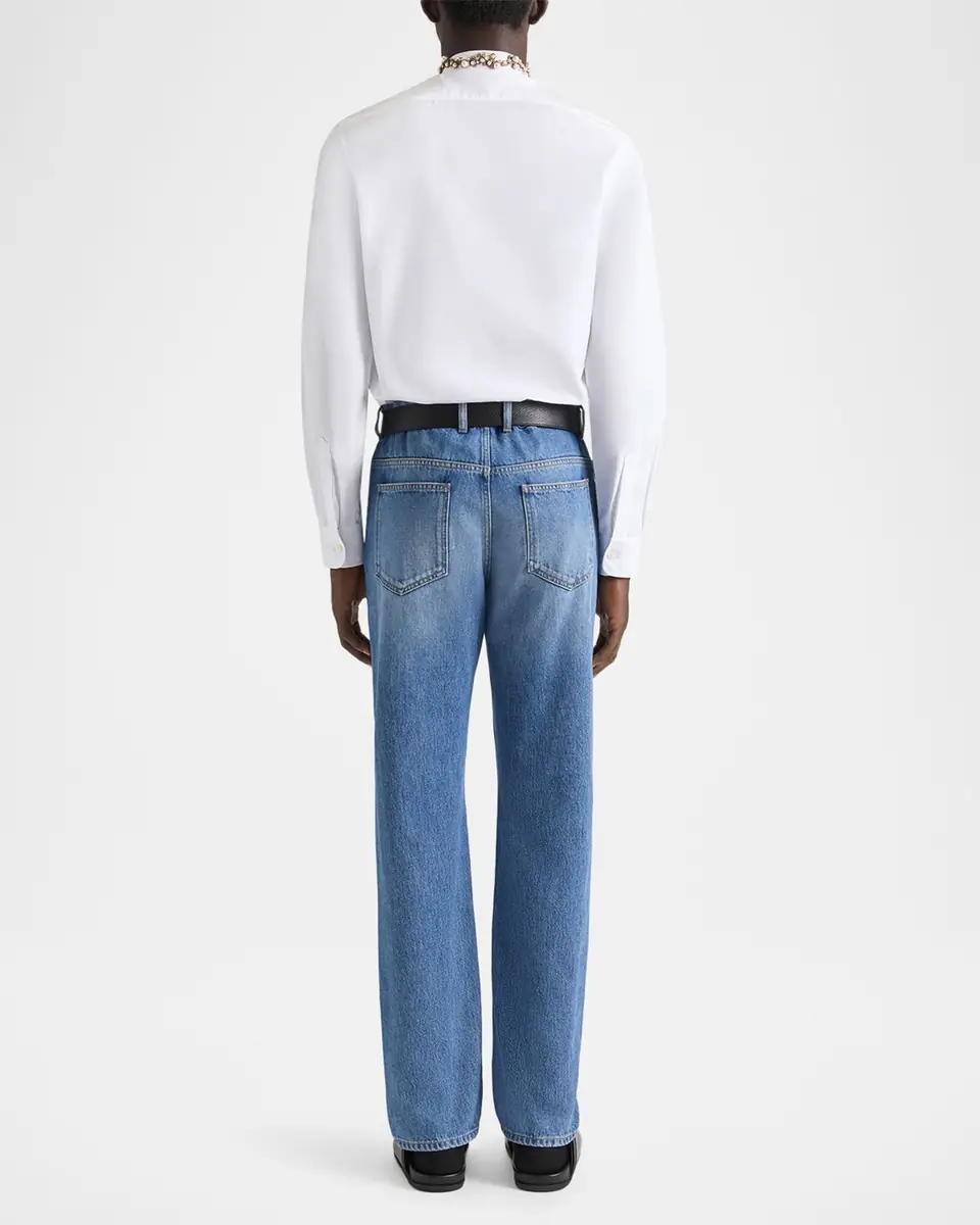 Givenchy Men's Couture Seam Straight Fit Shadow-Washed Jeans | Thumbnail 2