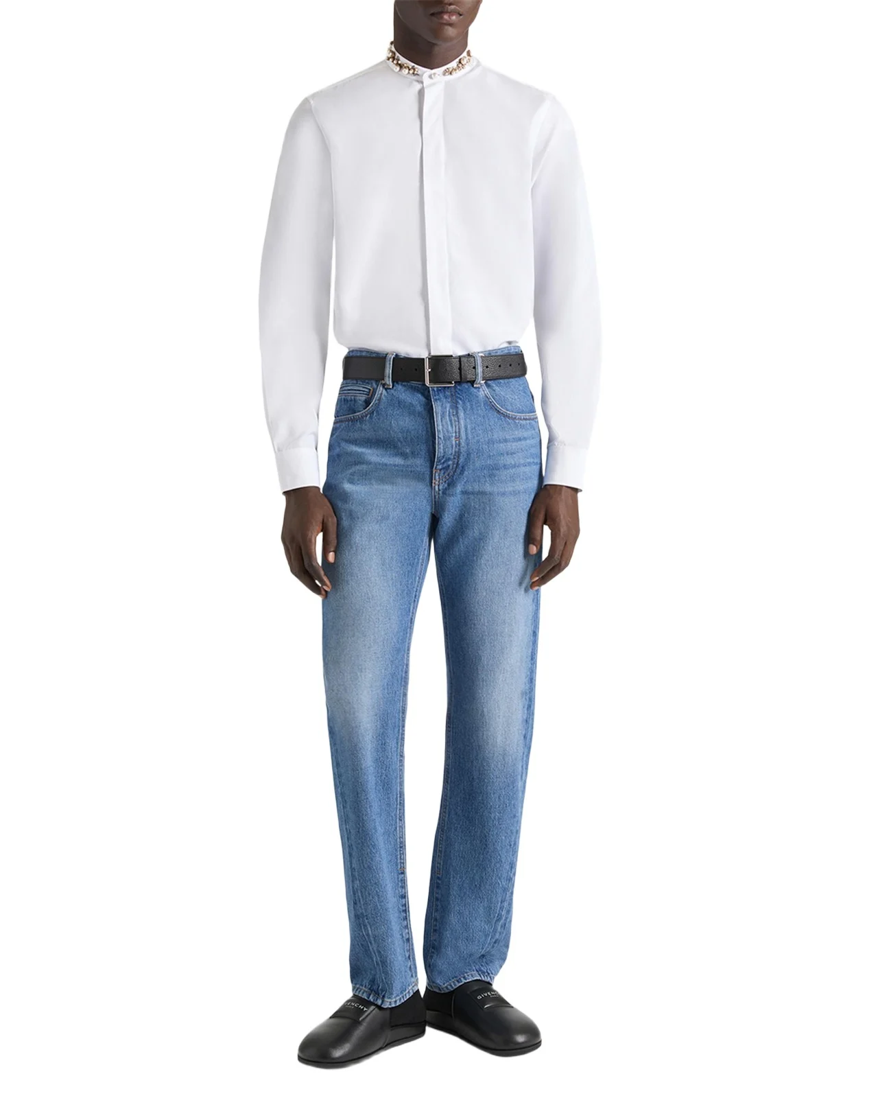 Men's Couture Seam Straight Fit Shadow-Washed Jeans