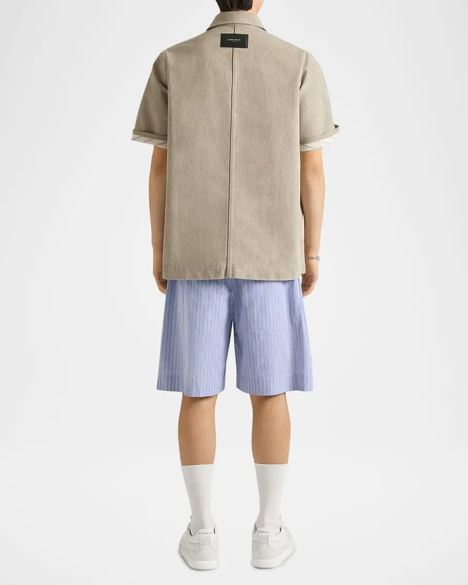Givenchy Men's Couture Seam Twill Short-Sleeve Shirt | Thumbnail 2 Givenchy Men's Couture Seam Twill Short-Sleeve Shirt | Thumbnail 2