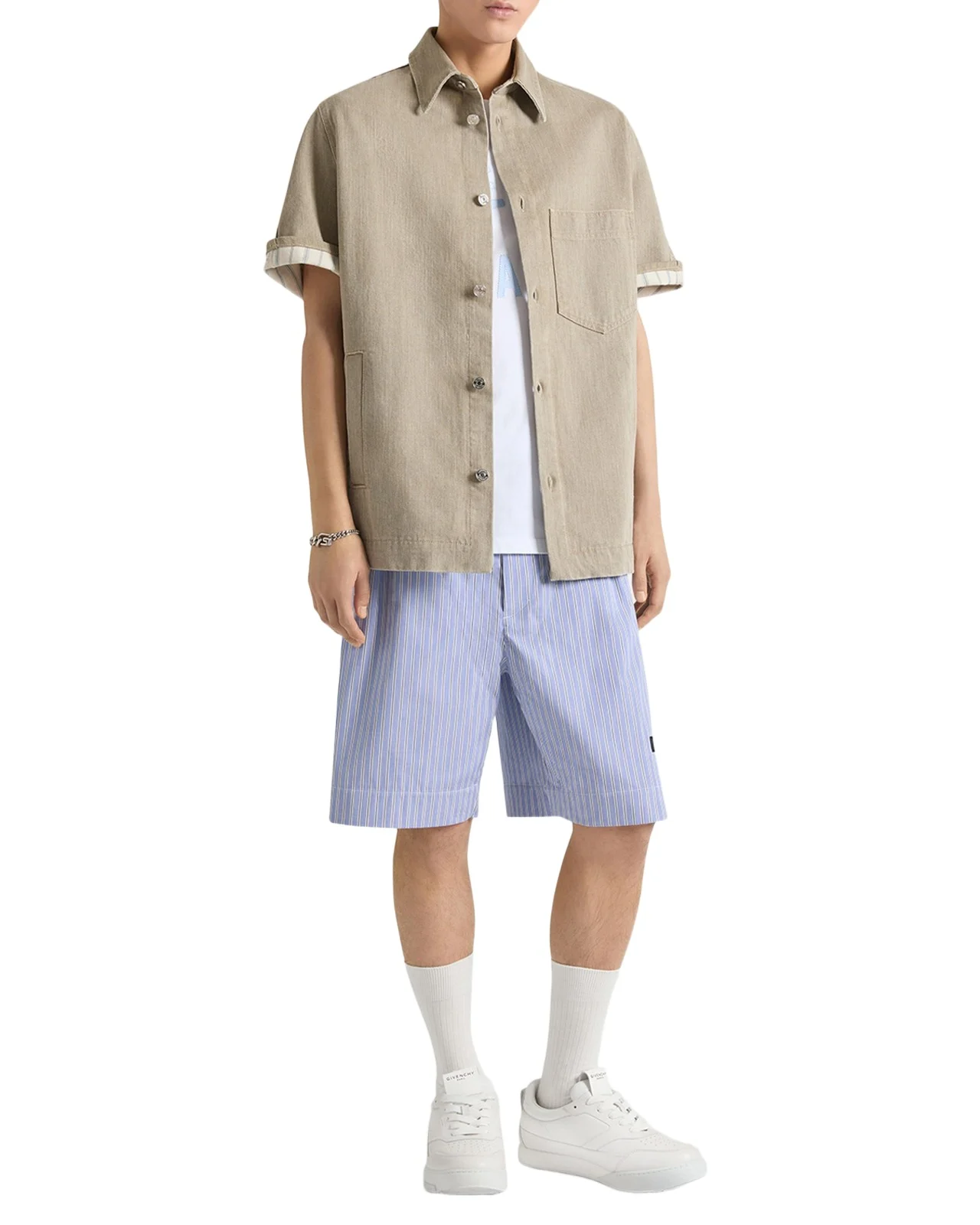 Men's Couture Seam Twill Short-Sleeve Shirt