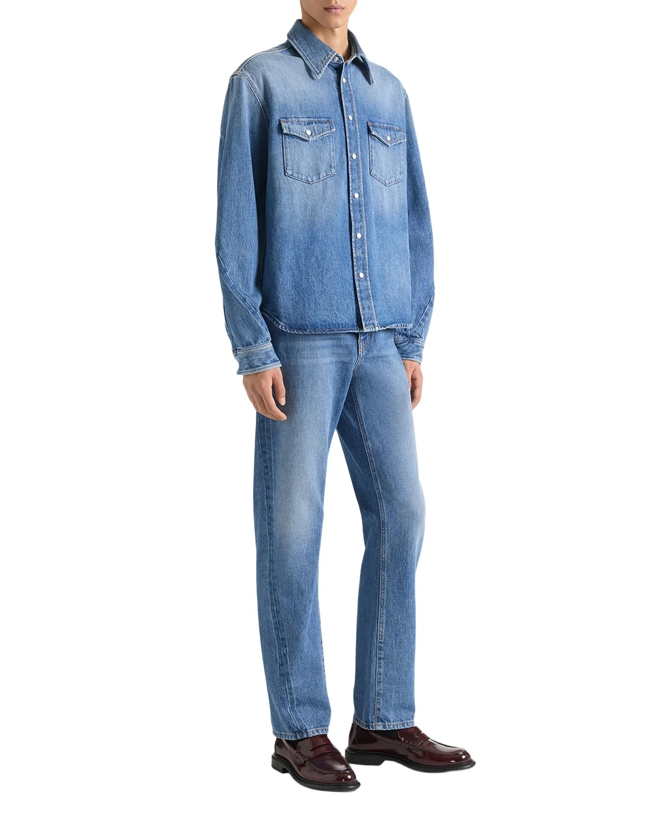 Men's Couture Seam Denim Snap-Front Shirt