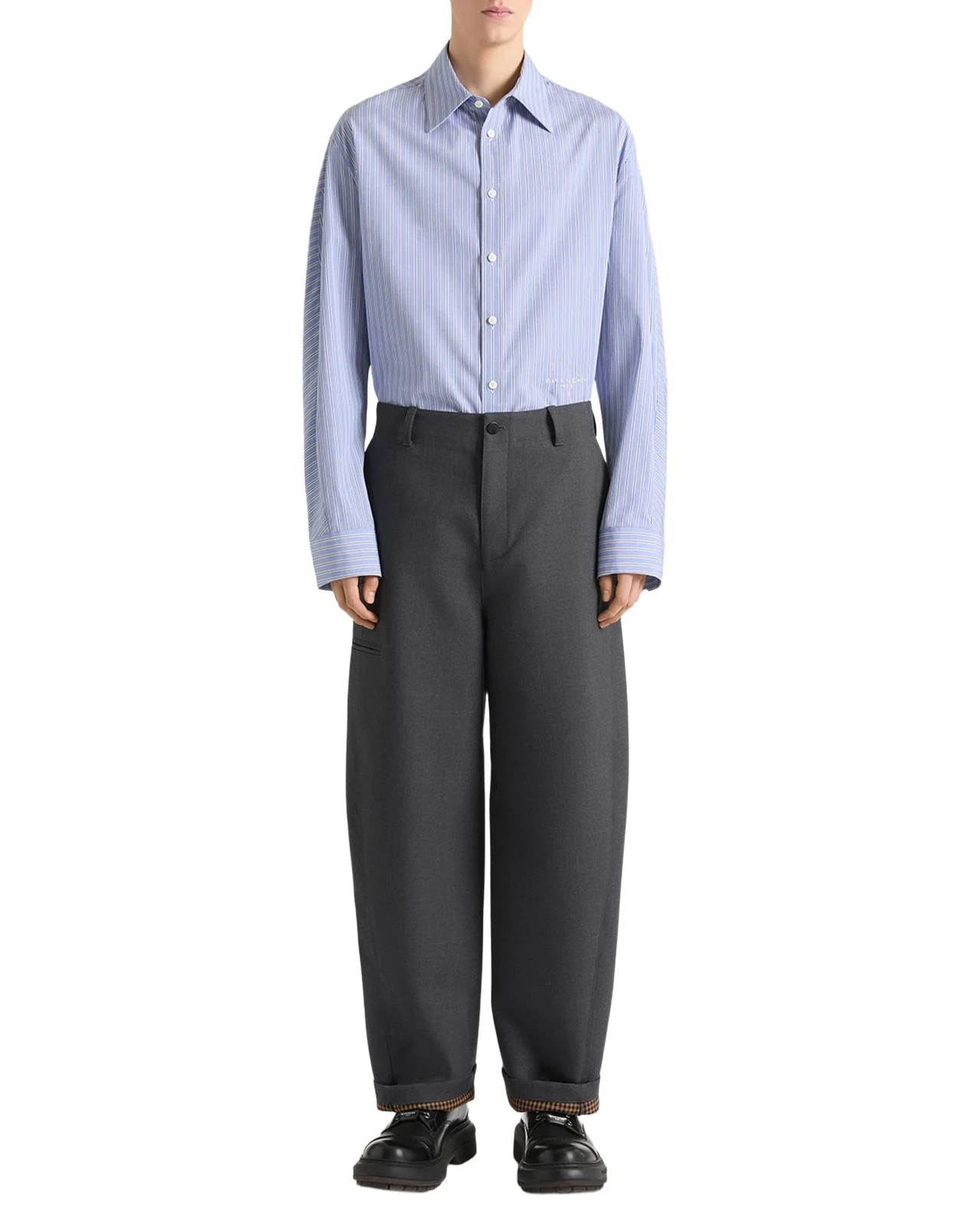 Men's Couture Seam Stripe Button-Down Shirt