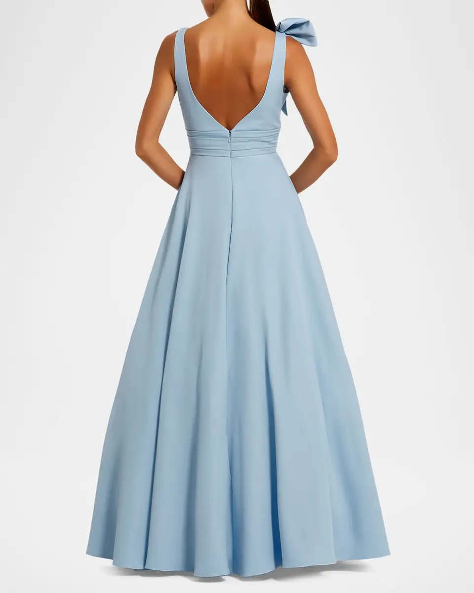 Mac Duggal Petite Sleeveless Shoulder-Bow Ball Gown | Thumbnail 2 Mac Duggal Petite Sleeveless Shoulder-Bow Ball Gown | Thumbnail 2