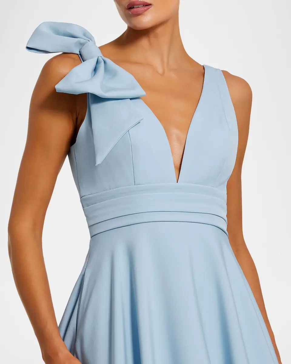 Mac Duggal Petite Sleeveless Shoulder-Bow Ball Gown | Thumbnail 3 Mac Duggal Petite Sleeveless Shoulder-Bow Ball Gown | Thumbnail 3
