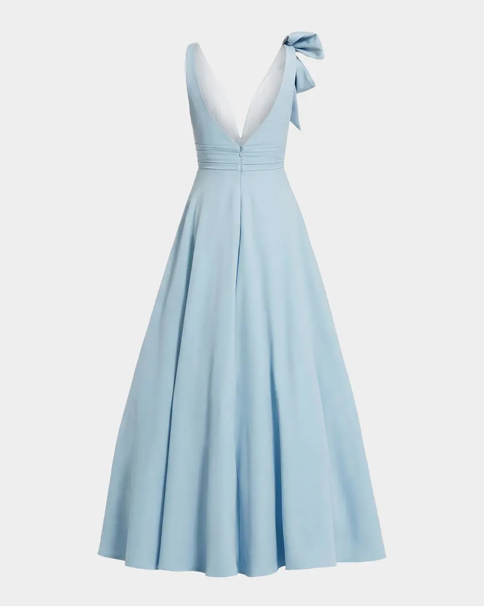 Mac Duggal Petite Sleeveless Shoulder-Bow Ball Gown | Thumbnail 4 Mac Duggal Petite Sleeveless Shoulder-Bow Ball Gown | Thumbnail 4