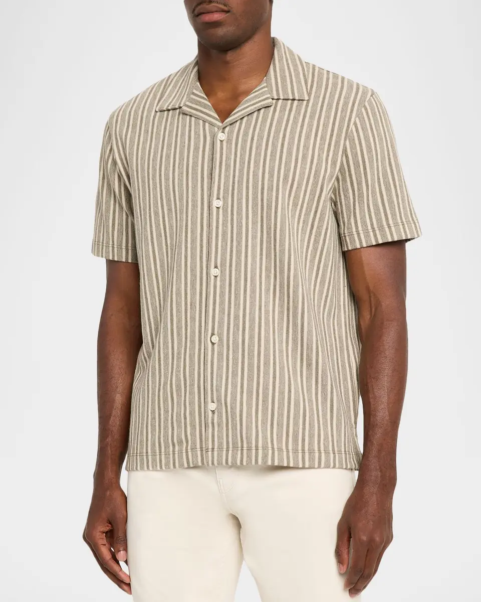 Vince Men's Cabana Stripe Short-Sleeve Shirt | Thumbnail 3 Vince Men's Cabana Stripe Short-Sleeve Shirt | Thumbnail 3