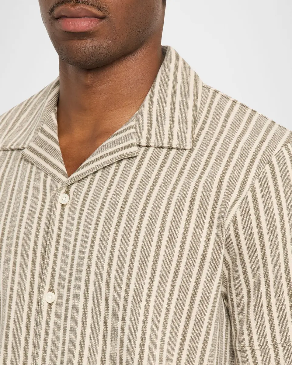 Vince Men's Cabana Stripe Short-Sleeve Shirt | Thumbnail 4 Vince Men's Cabana Stripe Short-Sleeve Shirt | Thumbnail 4